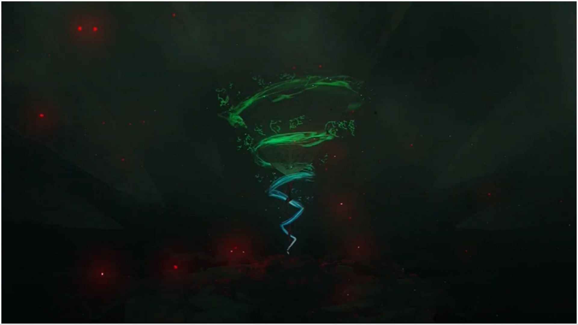 It manifests as a swirling green light (Image via The Legend of Zelda Tears of the Kingdom)