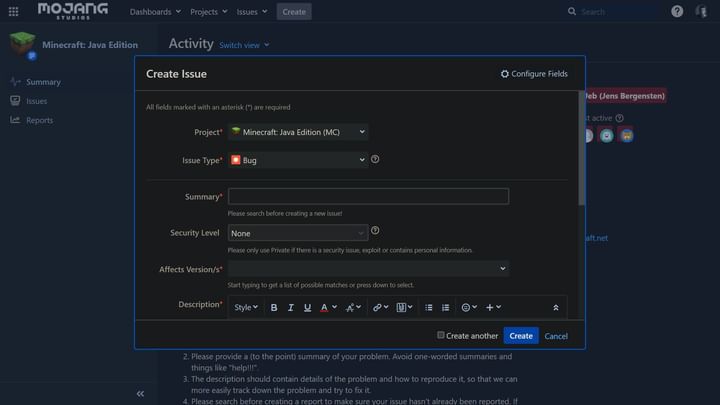 How to report Minecraft bugs and glitches