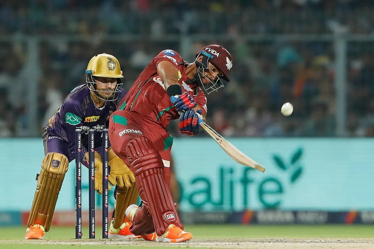 Nicholas Pooran's blazing knock helped LSG post a fighting total. (P/C: iplt20.com)