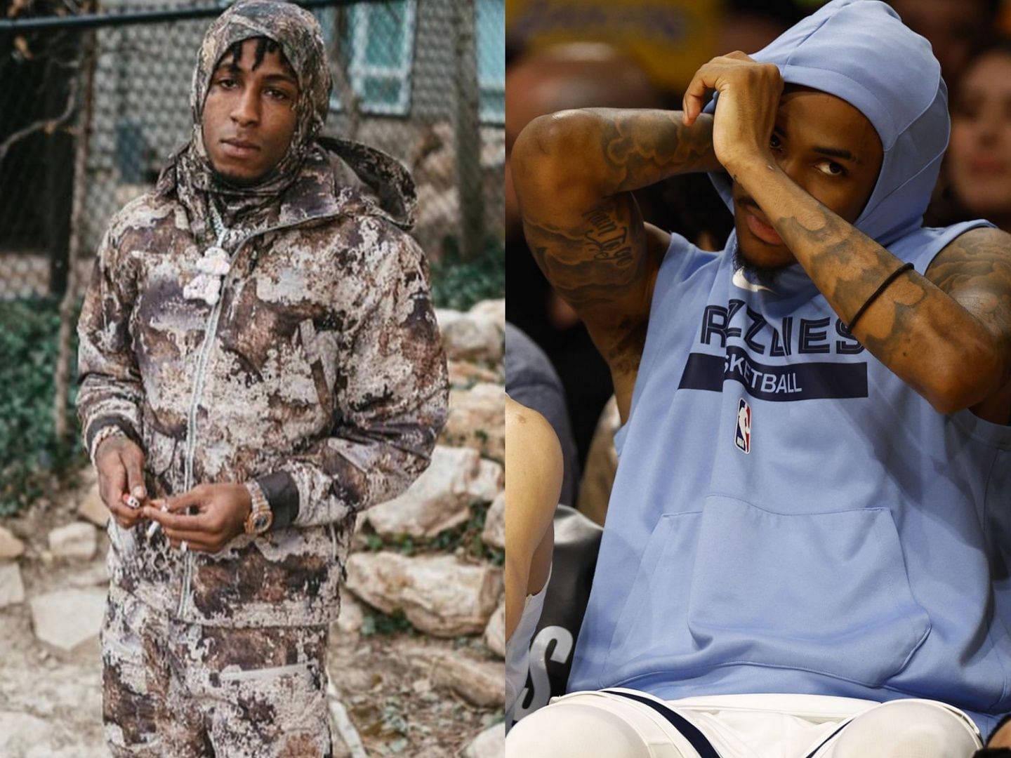 NBA YoungBoy and Ja Morant of the Memphis Grizzlies. (Left Photo: NeverBrokeAgainLLC/Instagram)