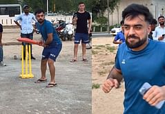 [WATCH] GT players Rashid Khan, Noor Ahmad and Odean Smith play gully cricket in Gandhinagar