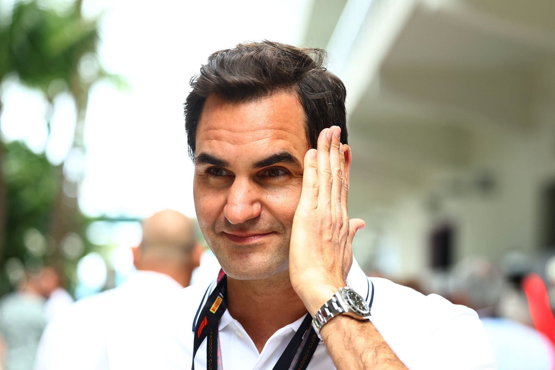 Roger Federer pictured at the F1 Grand Prix of Miami.