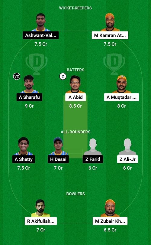 Dream11 Team for Abu Dhabi vs Emirates - Emirates D10 2023.