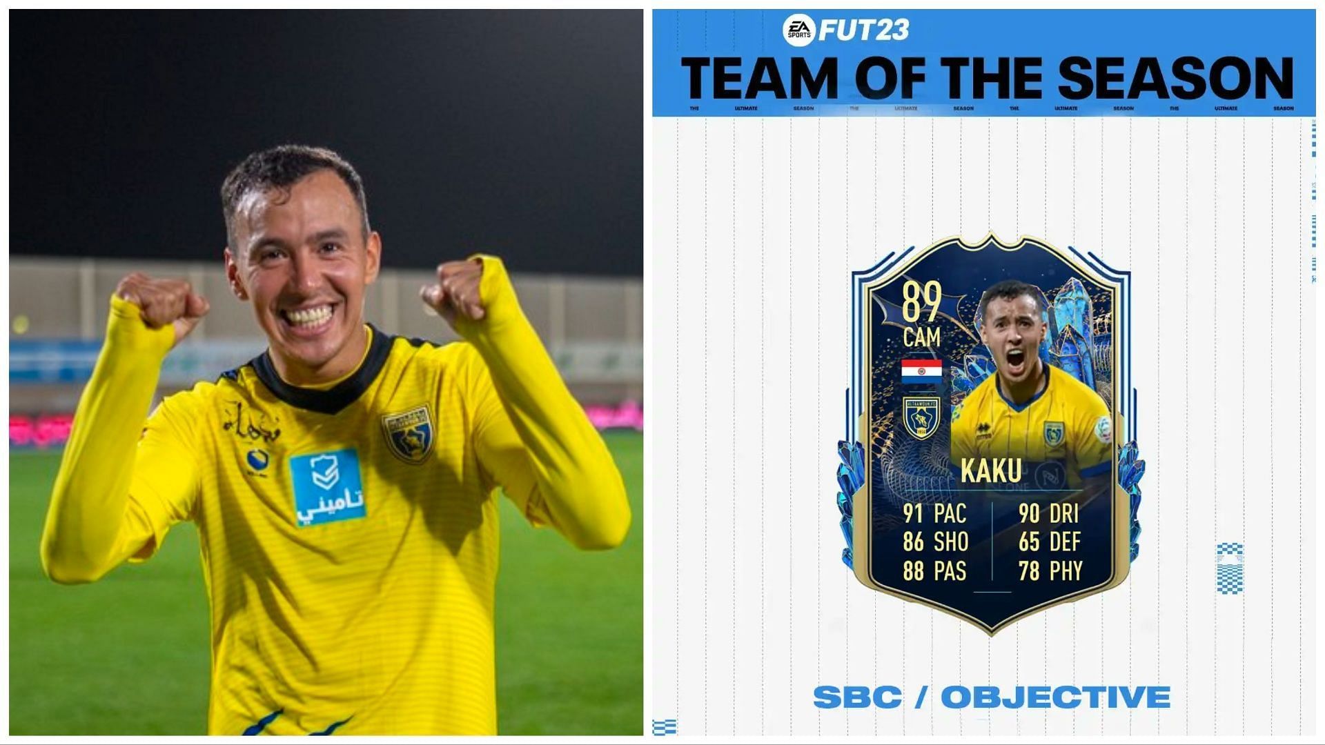 TOTS Kaku has been leaked (Images via Getty and Twitter/FIFAUTeam)