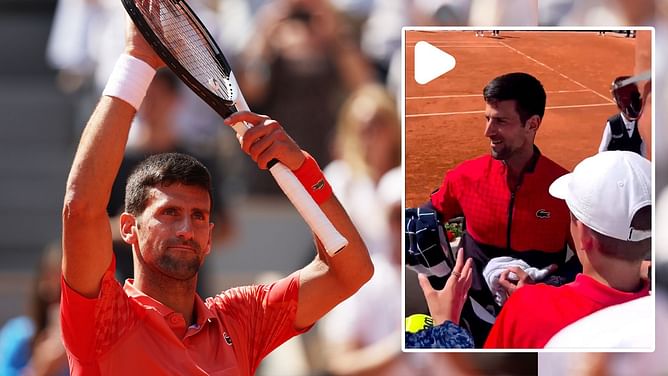 Novak Djokovic jumps into stands to hand over towels to kid wearing identical kit at French Open