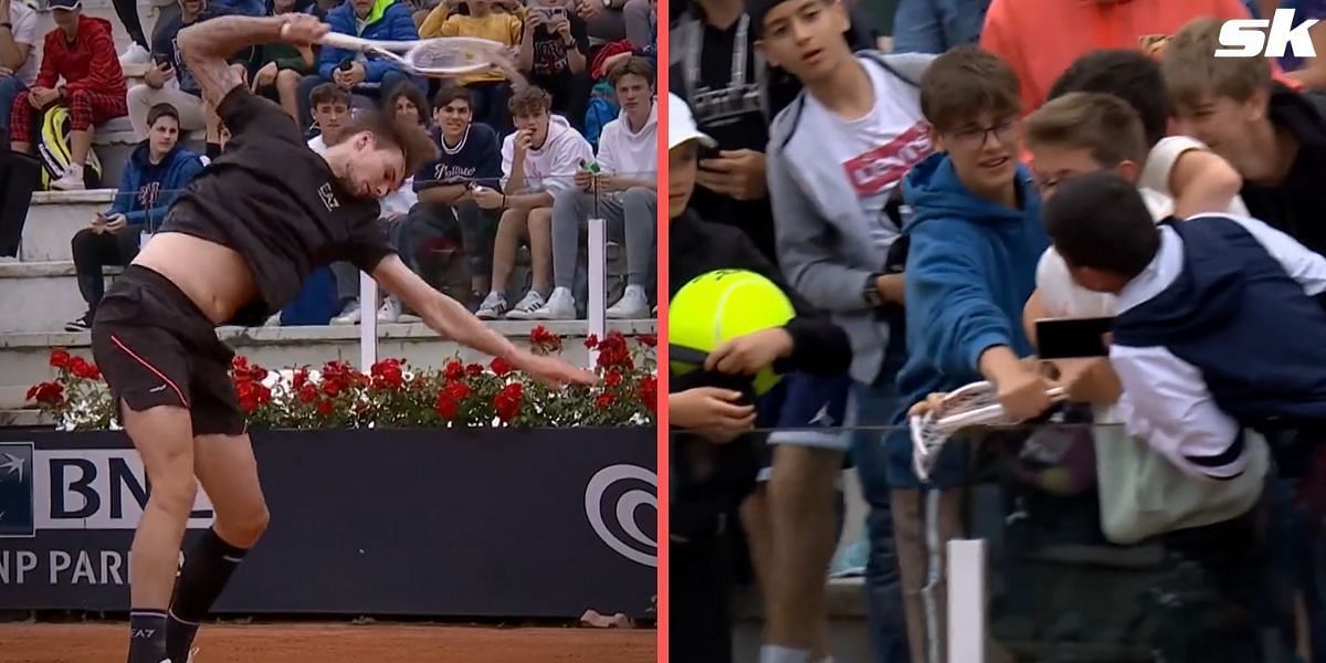 Alexander Bublik was visibly frustrated prior to his 1R victory at the 2023 Italian Open