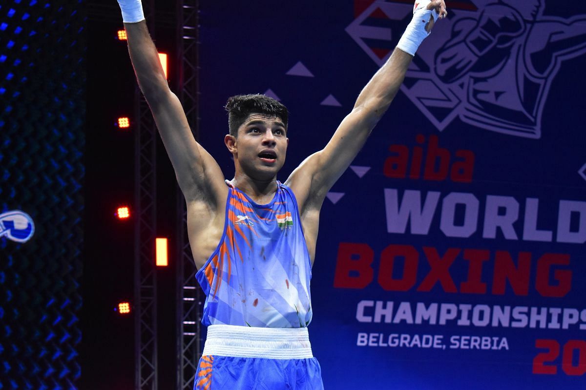 Indian boxer Nishant Dev in action. 