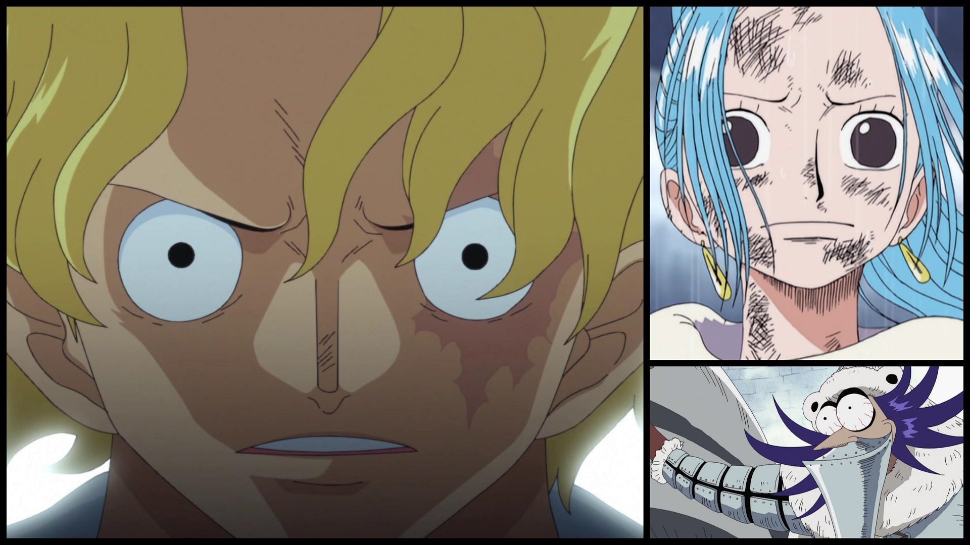 Sabo, Vivi, and Wapol narrowly survive encounters with high-up World Government officials in One Piece Chapter 1085 (Image via Sportskeeda)