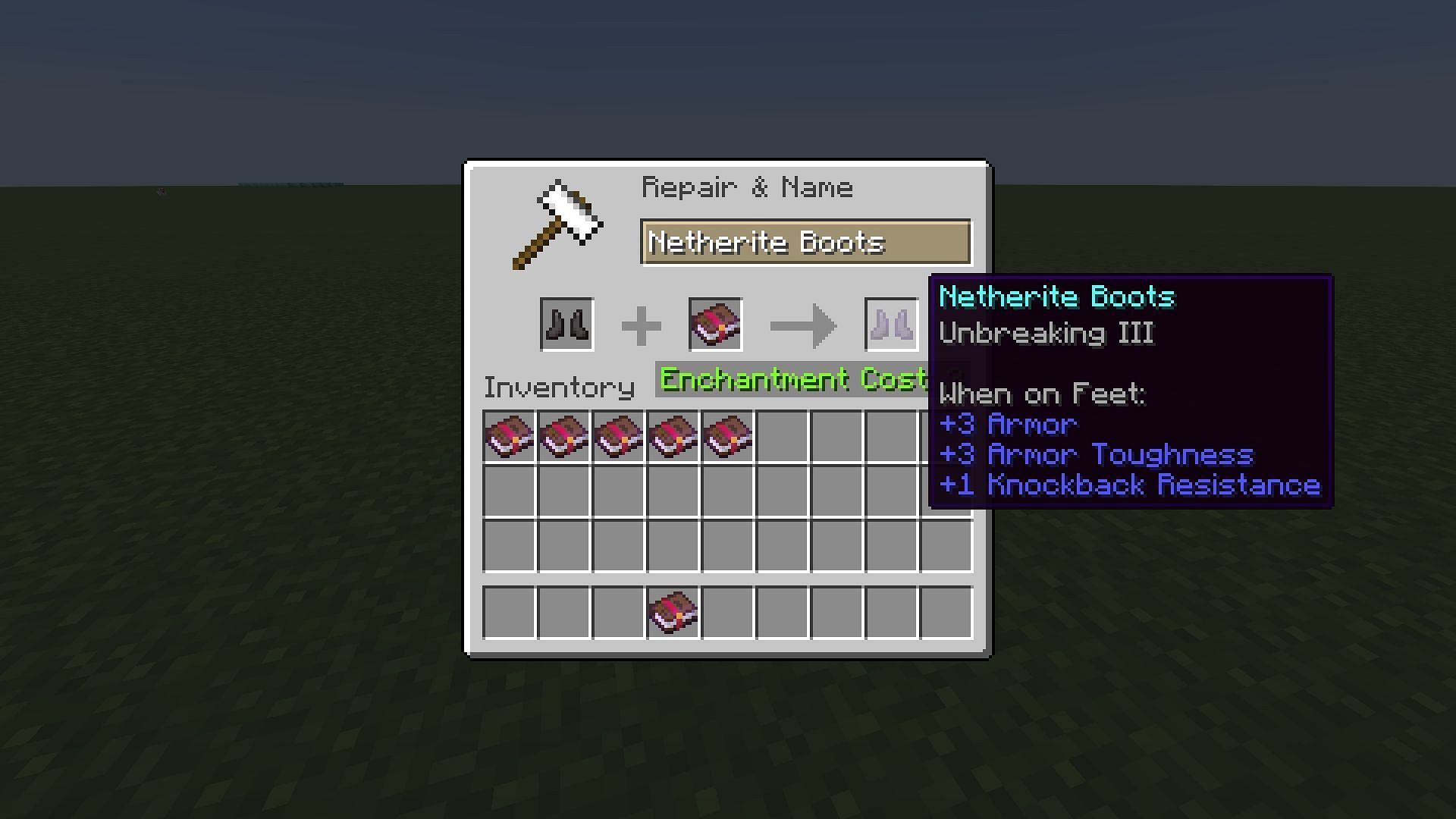 Unbreaking enchantment in Minecraft prolong the life of armor parts, including boots (Image via Mojang)