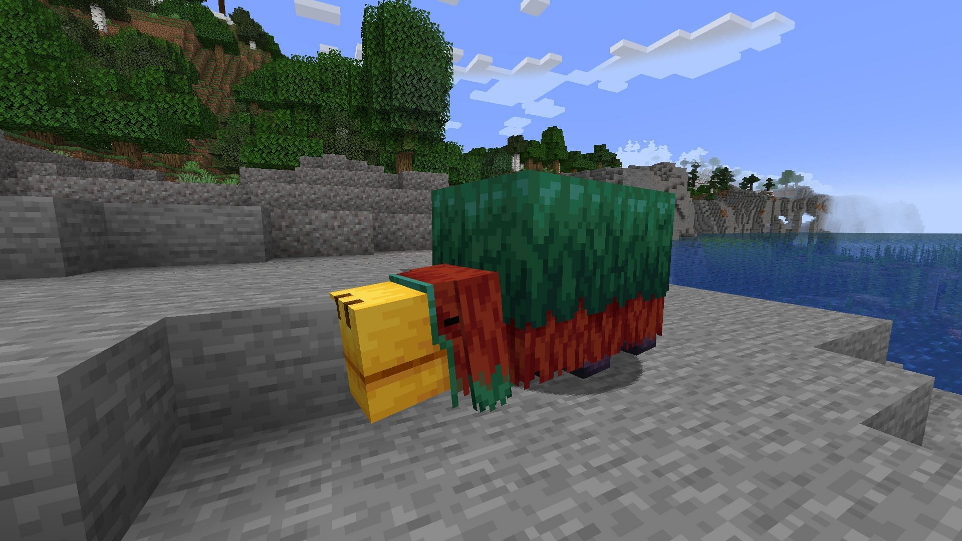 Sniffers are peaceful and passive mobs that sniff out unique plant seeds in Minecraft 1.20 Trails and Tales update (Image via Mojang)