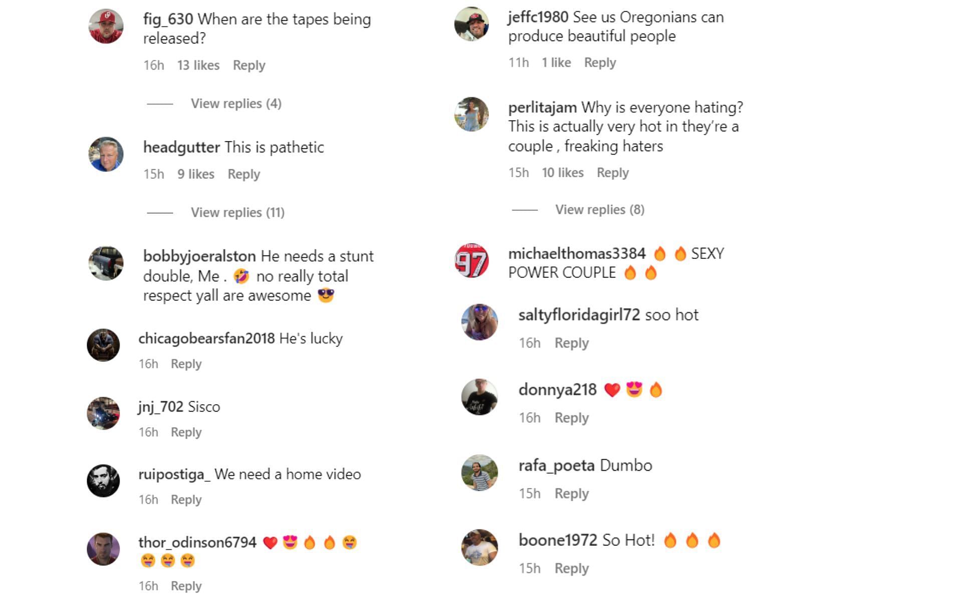 Screenshot of fan reactions to Paige VanZant&#039;s Instagram post [Images courtesy: @paigevanzant on Instagram]