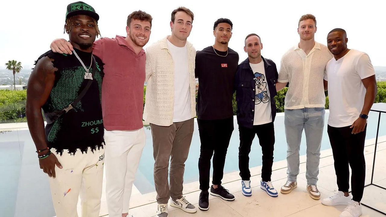 Will Levis alongside other other NFL rookies and Fanatics CEO Michael Rubin - image via Getty