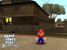 Mario visits Grove Street in GTA San Andreas, thanks to the Super Mario 64 mod