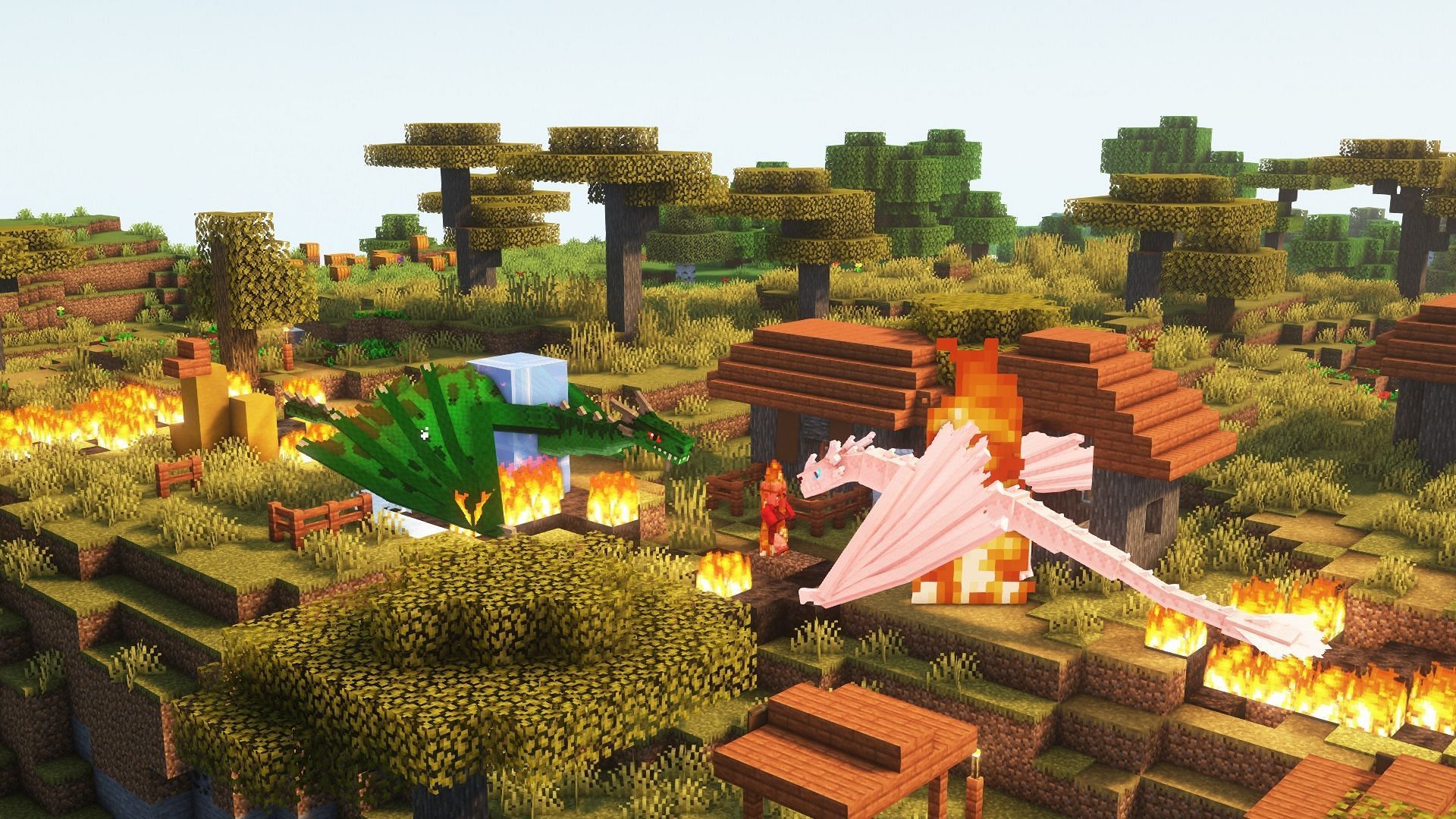 Fire and Ice dragon fighting (Image via Mojang)