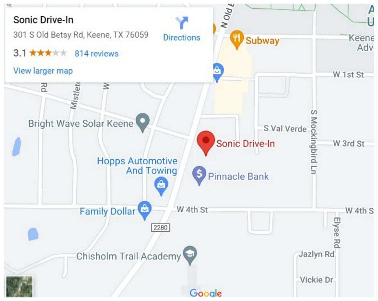 Sonic drive-in restaurant in Texas (Image via Google Maps)