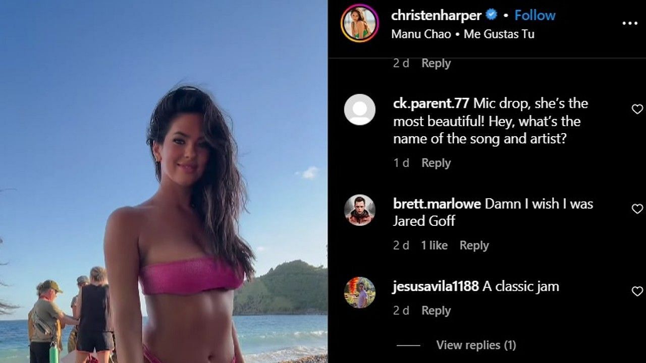 Jared Goff&#039;s fiancee Christen Harper posted a behind the scenes look at her SI shoot.