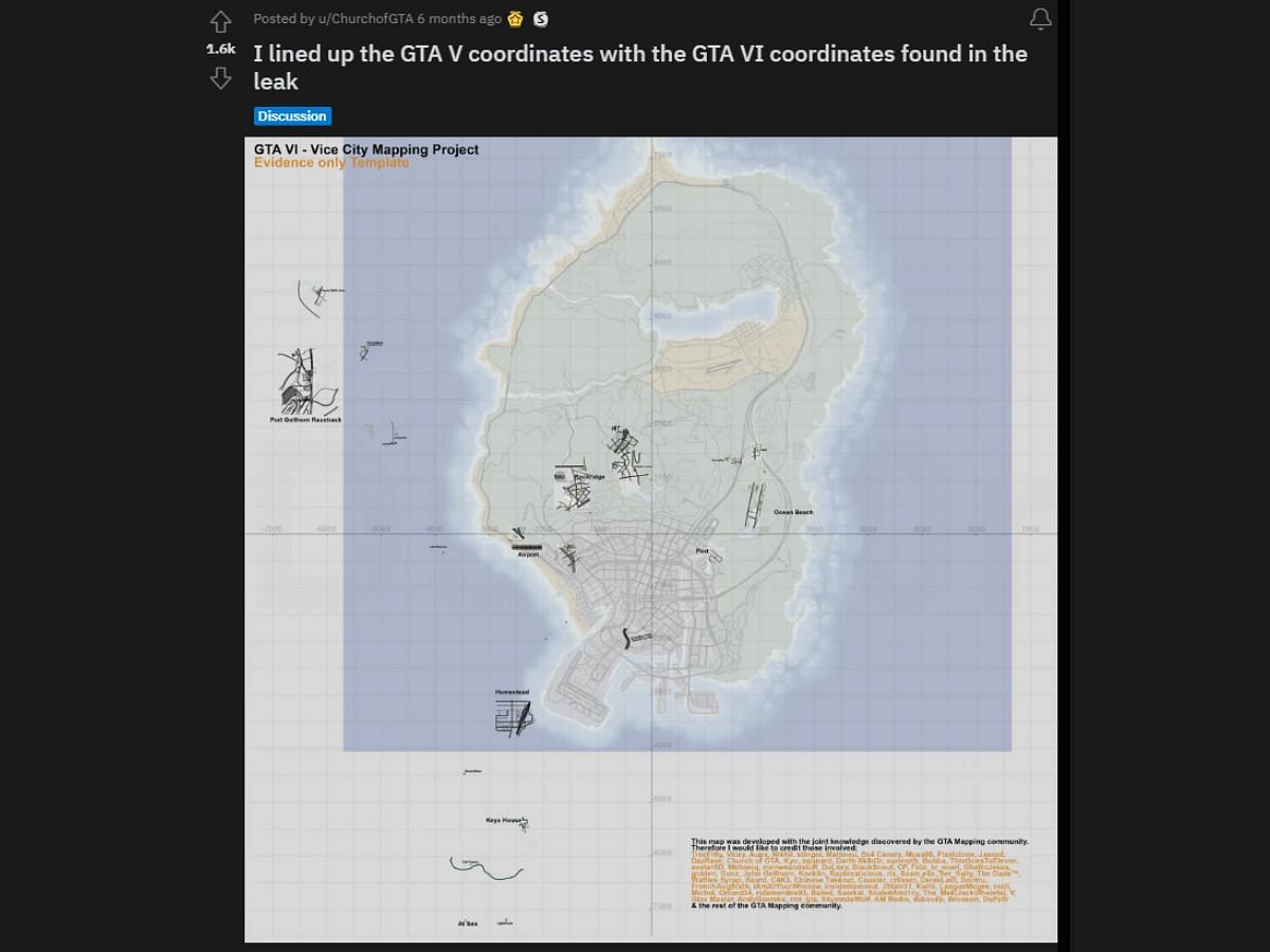 Comparison: the size of the map from the GTA 6 leak is much larger than the