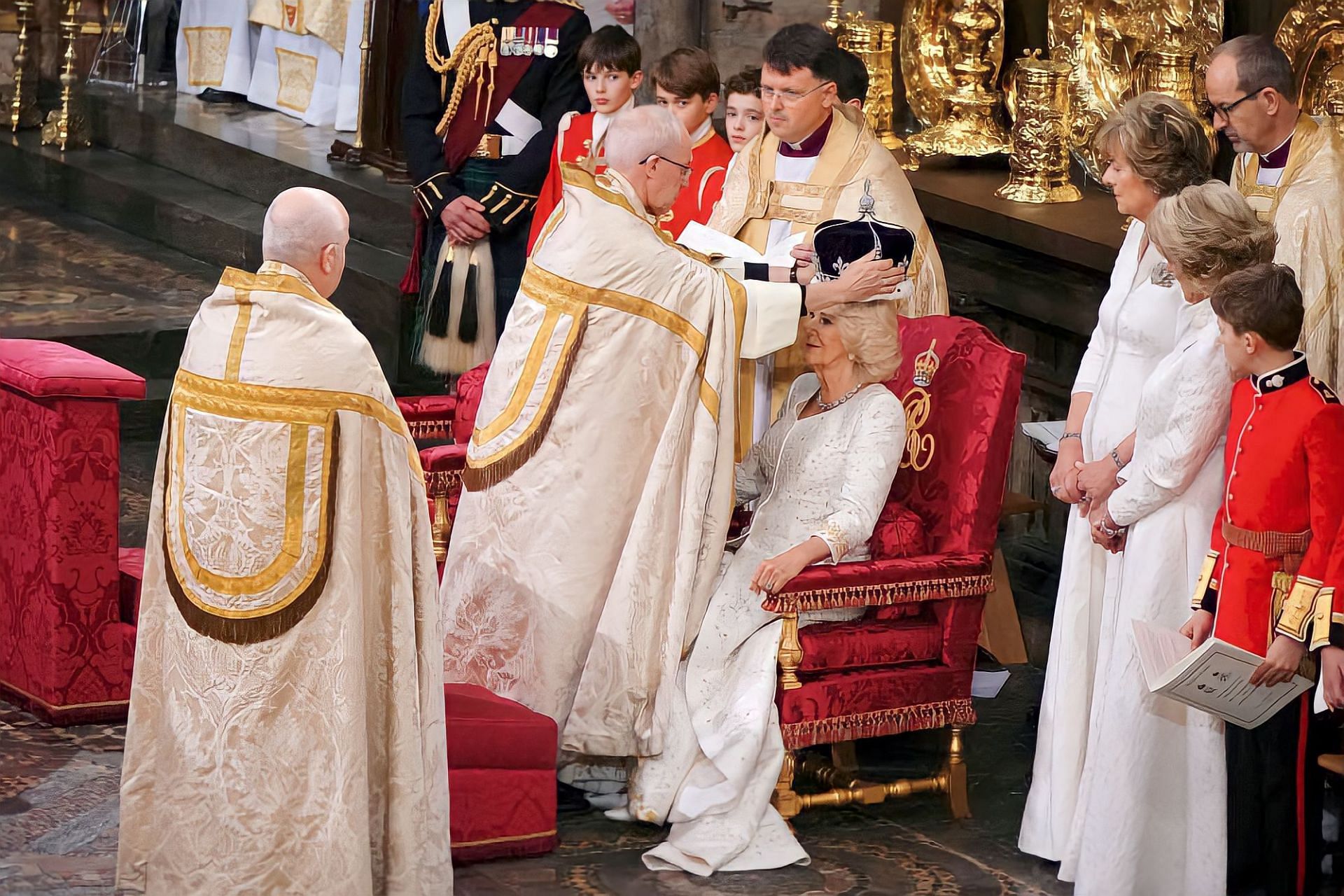 Queen Camilla crowned during the Coronation ceremony( Image via Reuters)