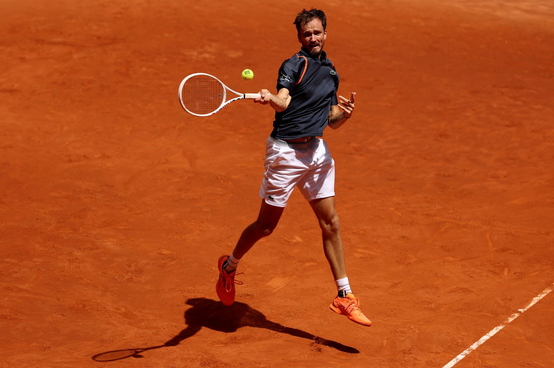 Daniil Medvedev in action at the Madrid Open