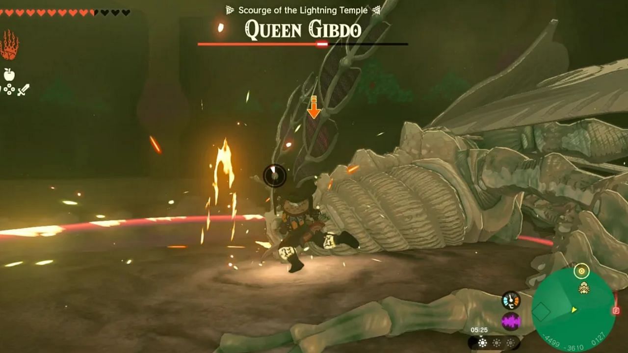 Defeat Queen Gibdo with Elemental and normal attacks (Image via The Legend of Zelda Tears of the Kingdom)
