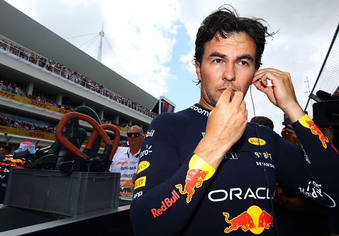 What compromised Sergio Perez against Max Verstappen at the 2023 F1 Miami GP?