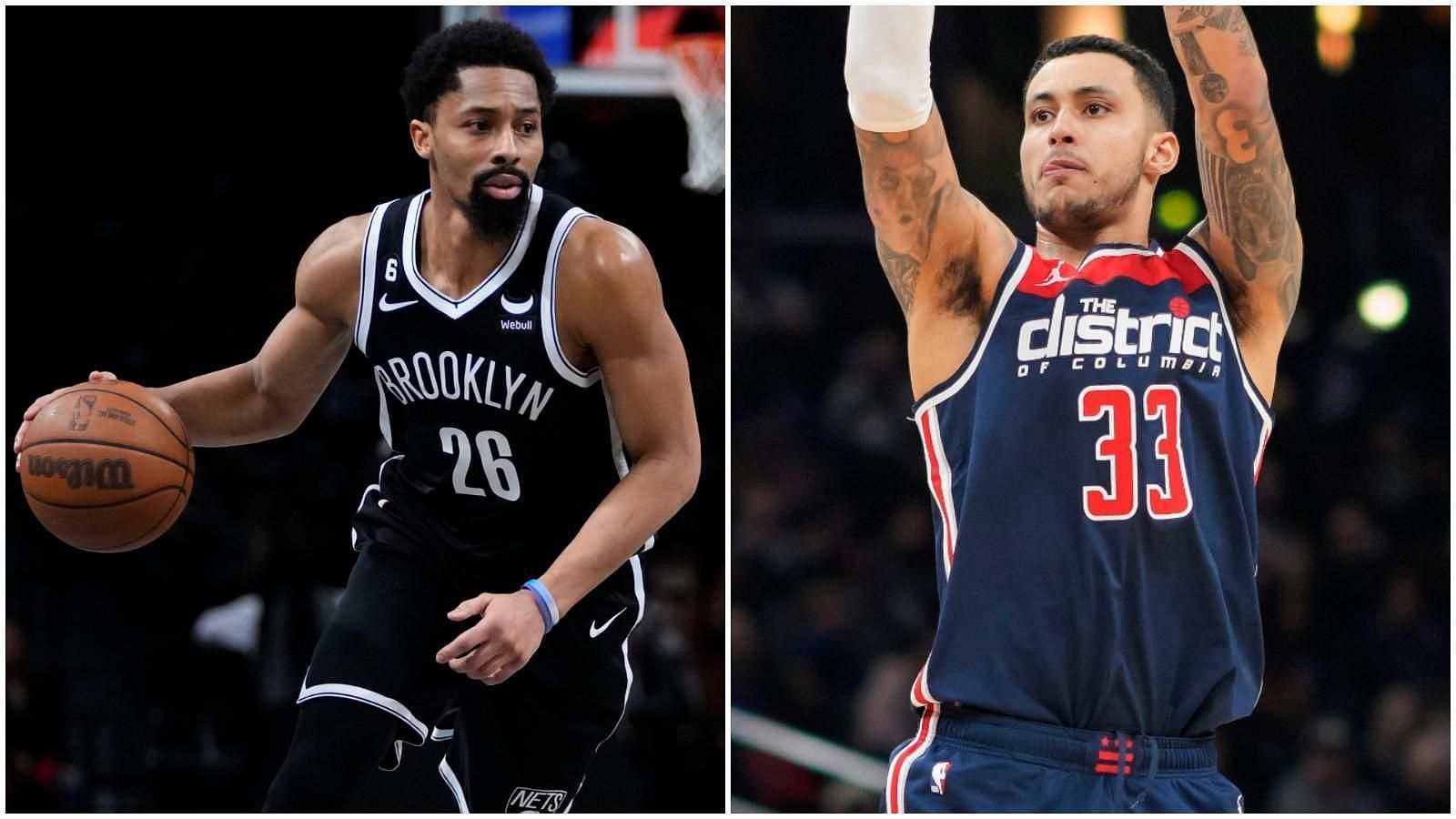 Brooklyn Nets point guard Spencer Dinwiddie and Washington Wizards forward Kyle Kuzma