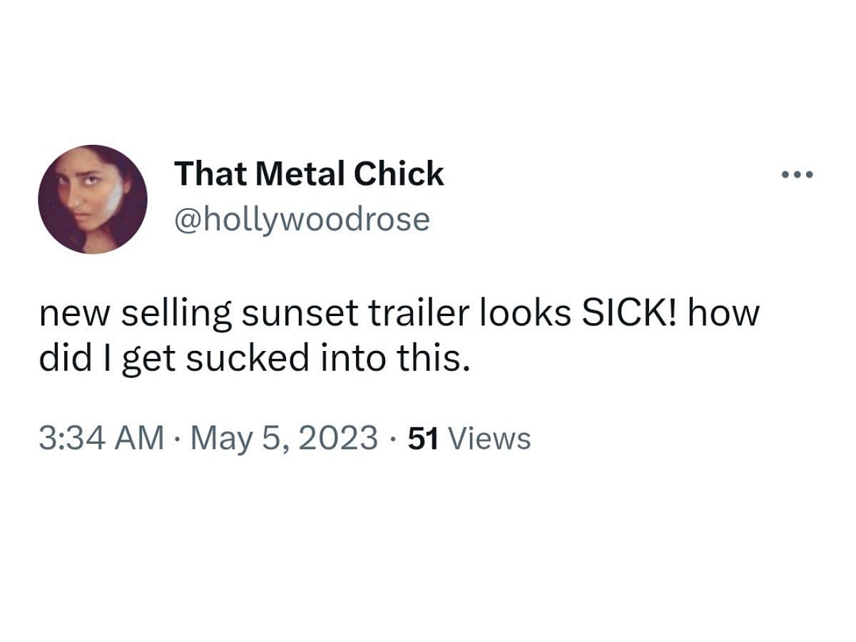 A Fan reacts to Season 6 of Selling Sunset trailer (Image via Twitter)