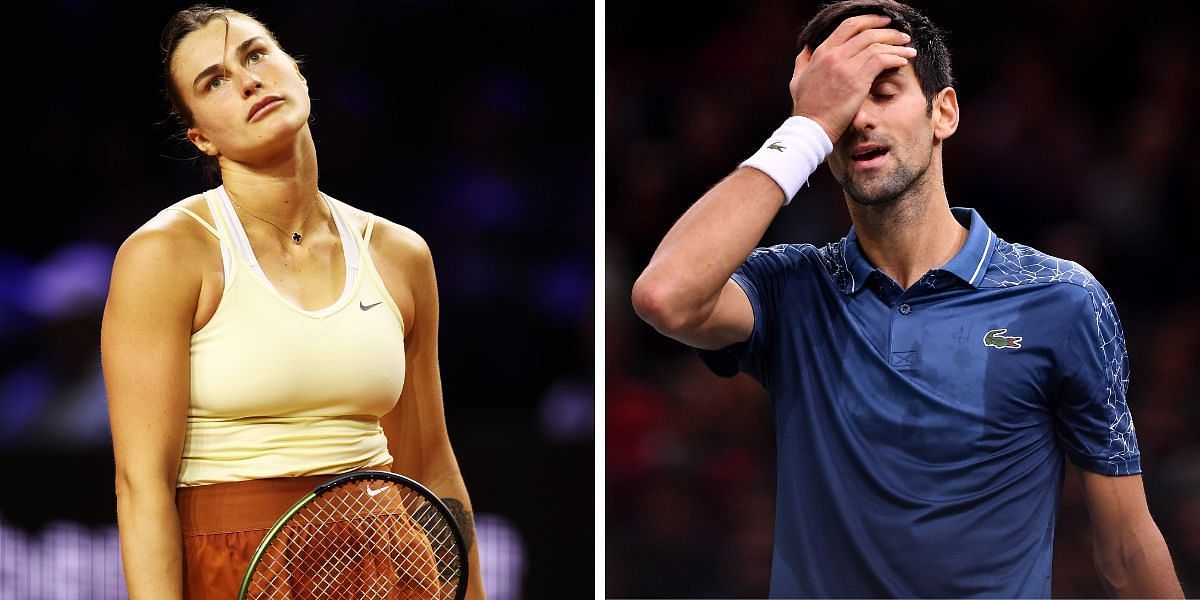 Aryna Sabalenka (L) and Novak Djokovic (R)