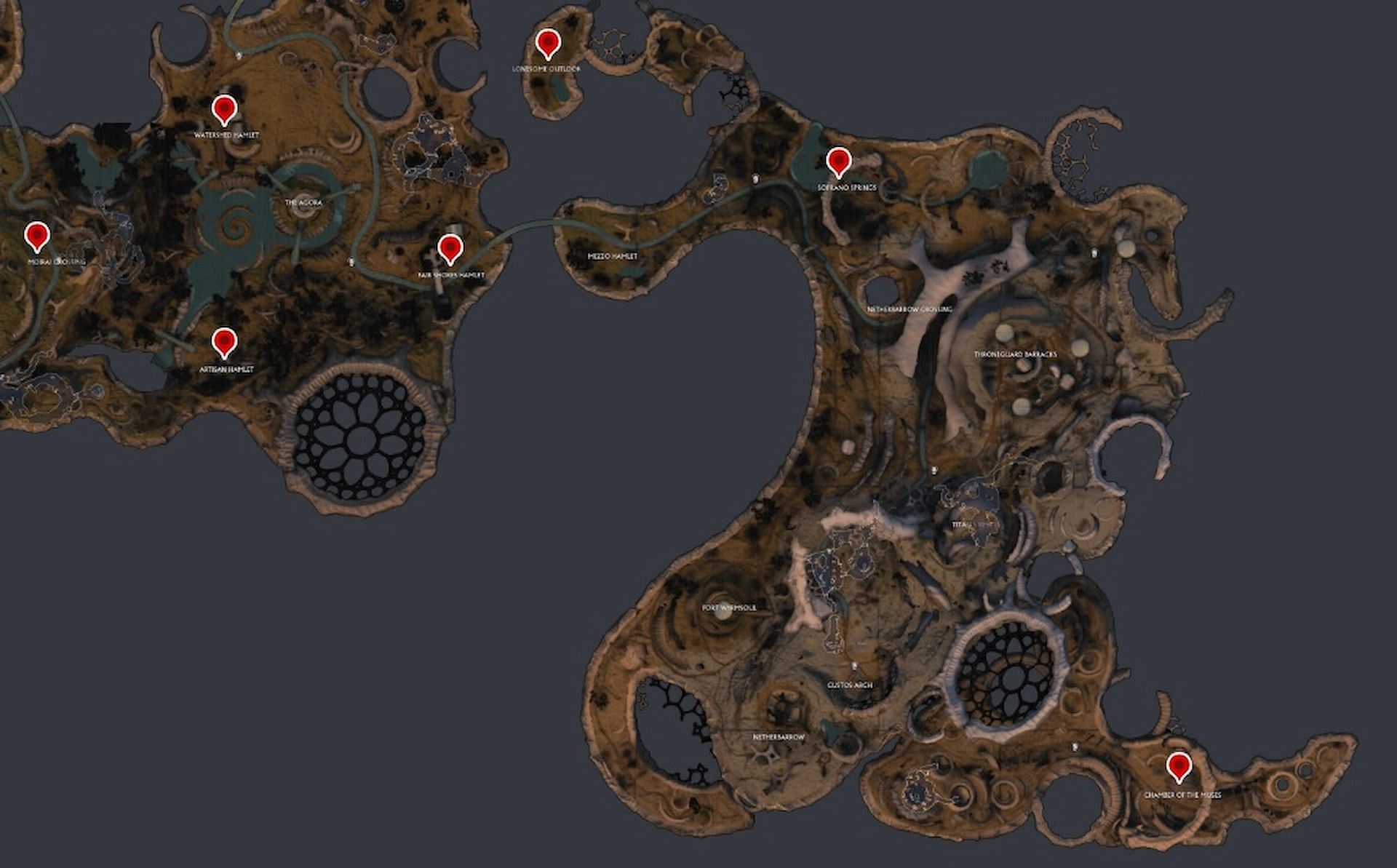 Approximate location of Dracroots in central and southern Duviri (image via Digital Extremes)