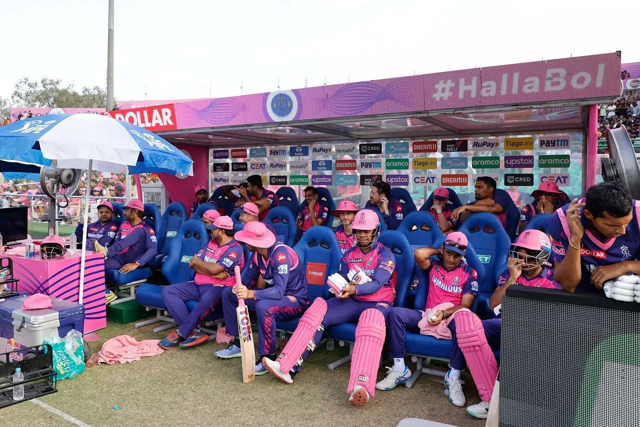 A picture of the Rajasthan Royals dugout. (Pic: iplt20.com)