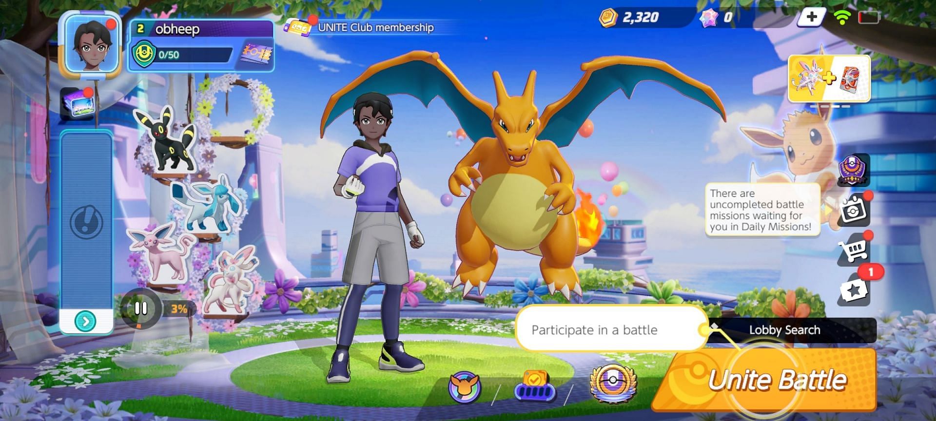 The main menu of the game (Image via The Pokemon Company)