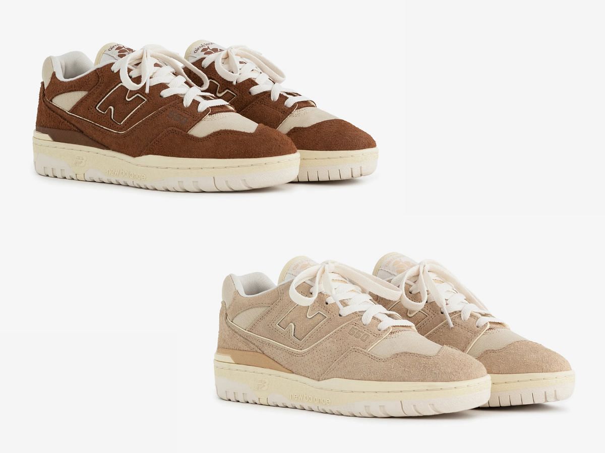 Take a closer look at the two colorways of the New Balance 550 shoes Brown and Taupe (Image via NB)
