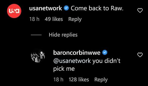 Baron Corbin throws shade after not being picked up by USA Network.