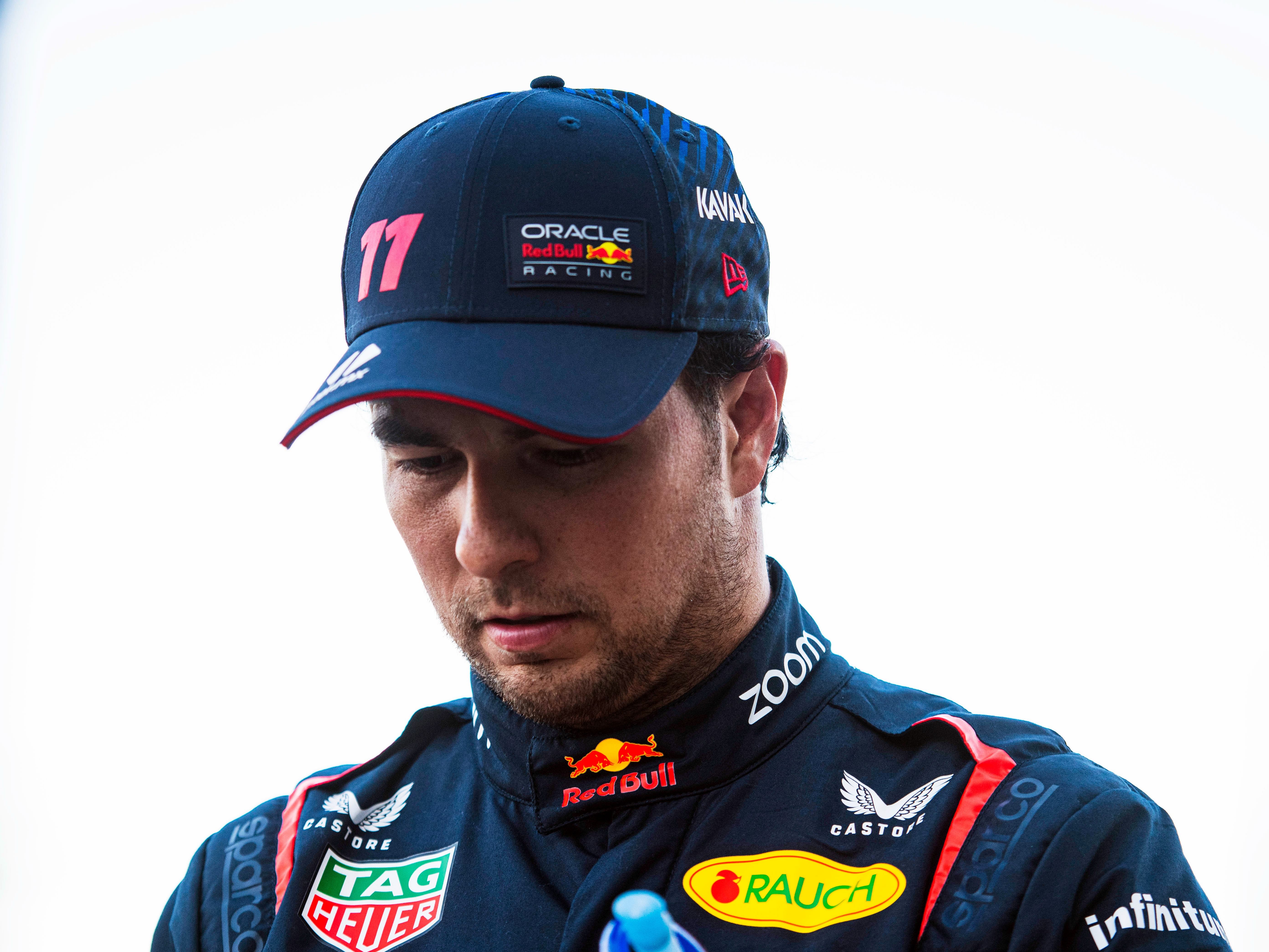 Sergio Perez looks on in the paddock after the sprint ahead of the 2023 F1 Azerbaijan Grand Prix. (Photo by Rudy Carezzevoli/Getty Images)