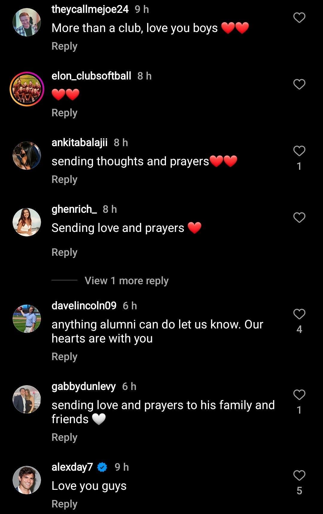 Netizens pay tribute to the university student (Image via elon_clubbaseball/Instagram)