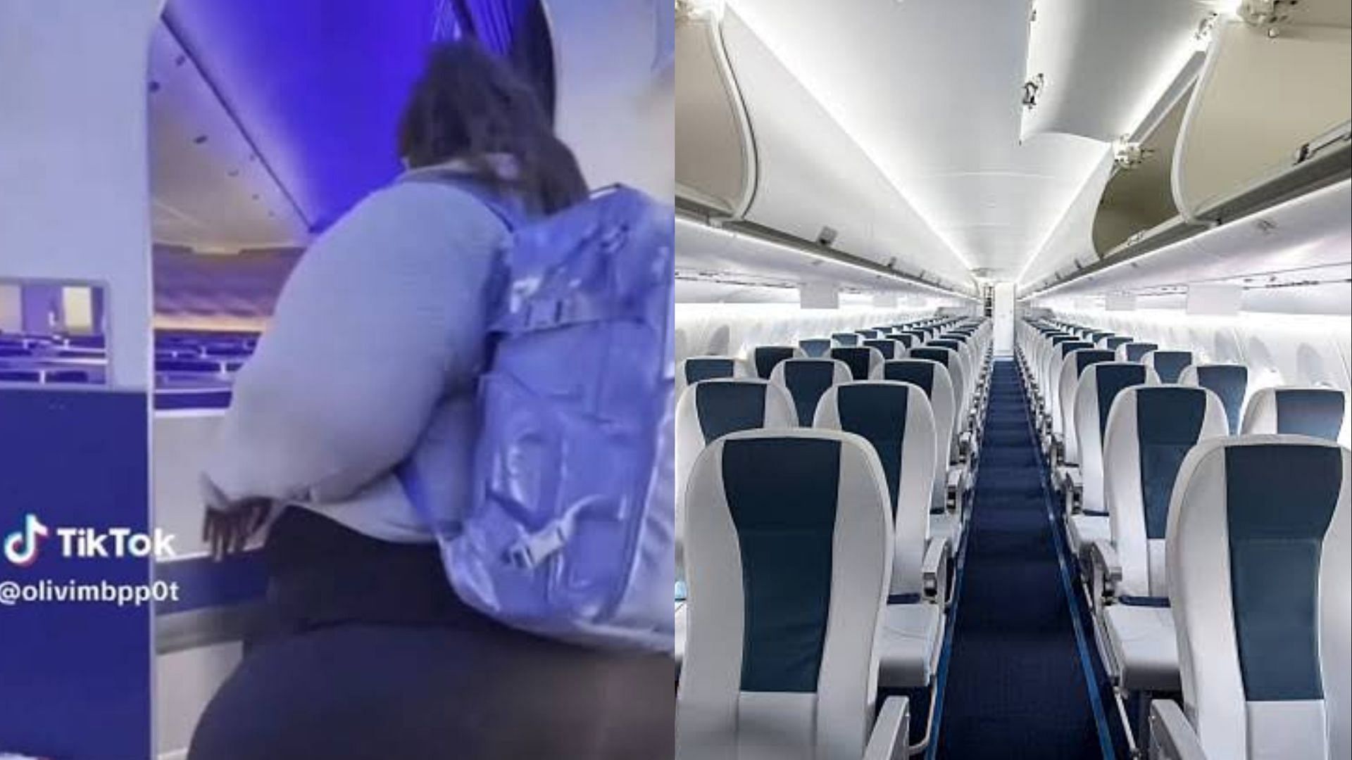 Plus-size TikToker Big curvy Olivia is criticized for requesting wider flight aisle. (Image via Twitter/@eclipsethis2003, iStock)