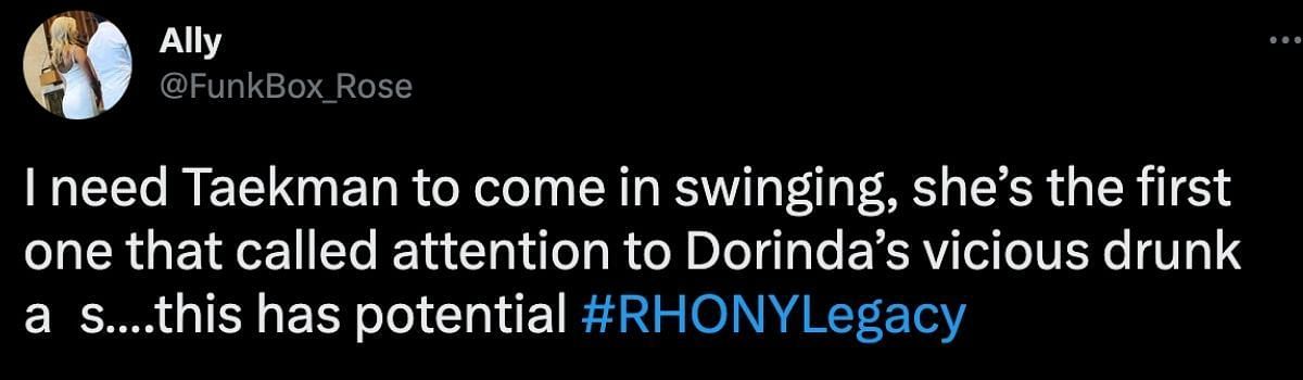 Fans react to RHONY Legacy as part of RHUGT season 5 (Image via Twitter/@FunkBox_Rose)