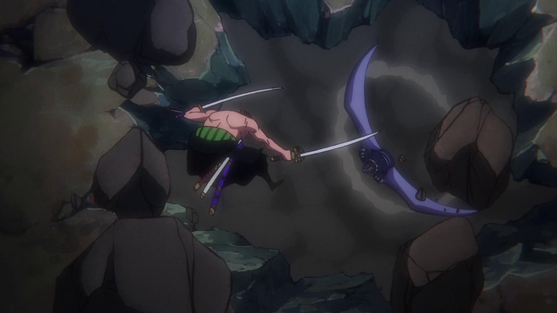 King pressures Zoro as seen in the One Piece anime (Image via Toei Animation, One Piece)