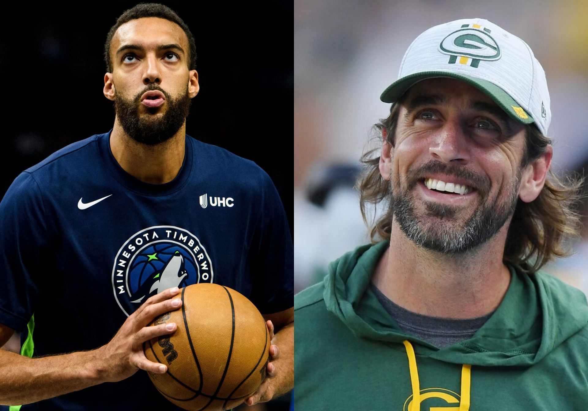 (L-to-R) Rudy Gobert and Aaron Rodgers