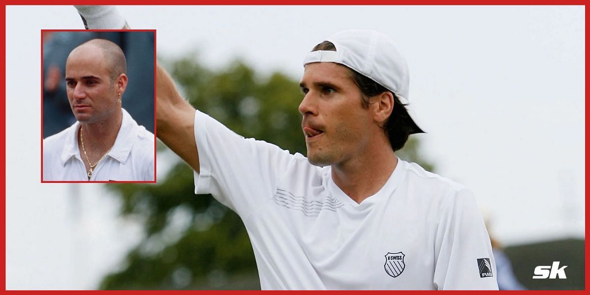Tommy Haas recalled playing his idol Andre Agassi at Wimbledon.