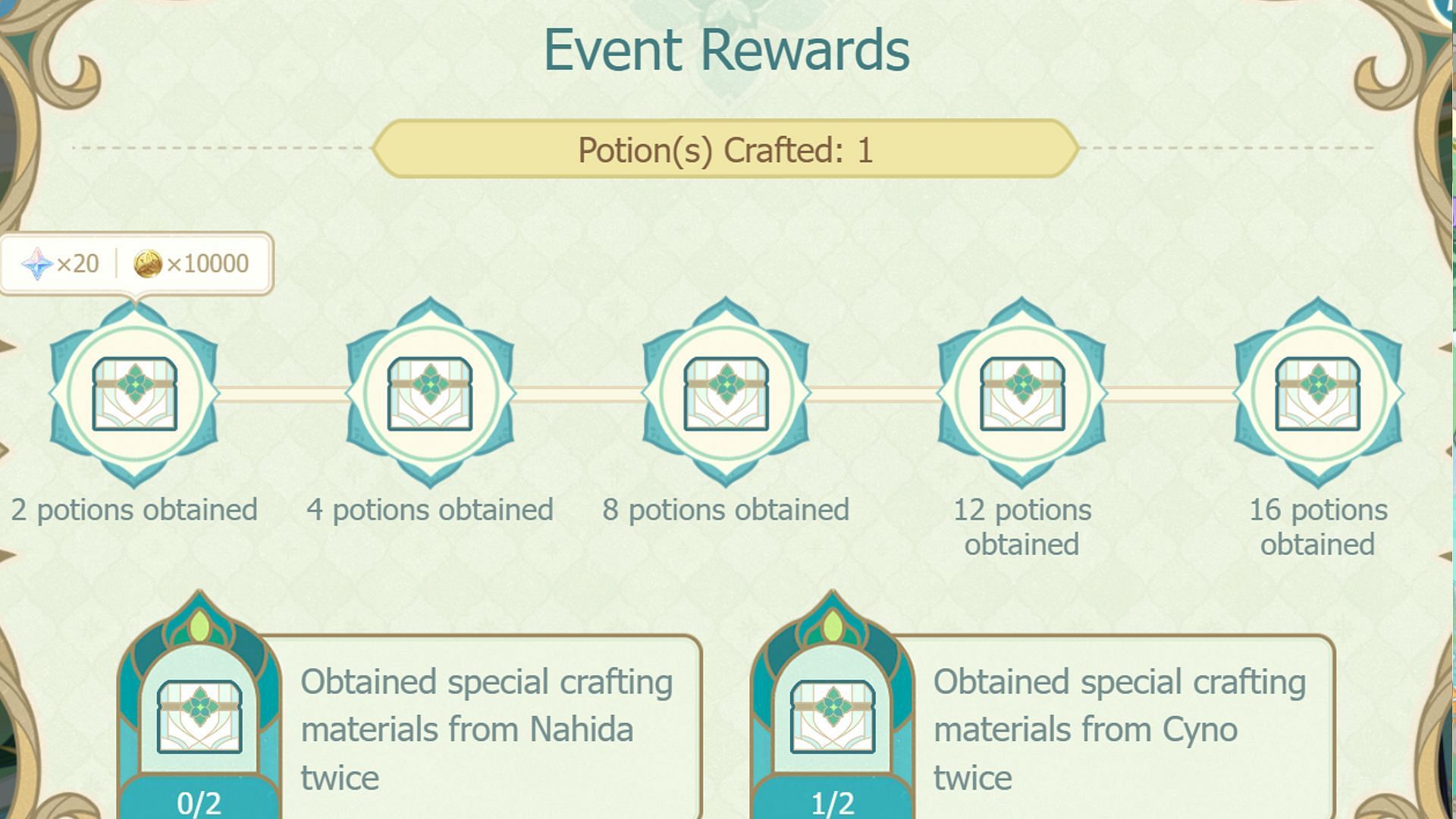 You can actually see all the rewards by clicking on the chests (Image via HoYoverse)