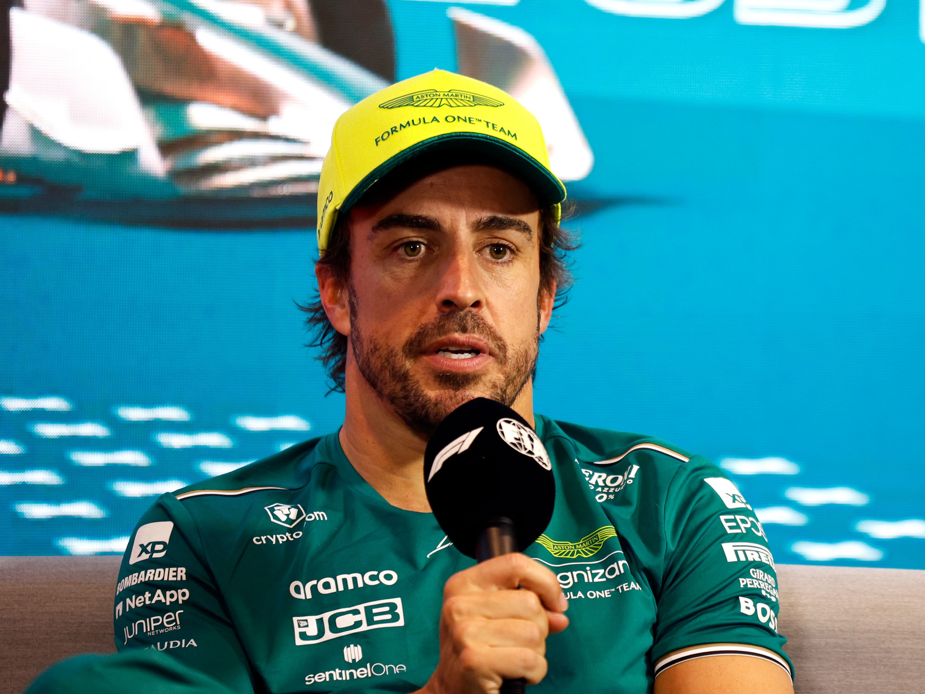 Fernando Alonso attend the press conference after the 2023 F1 Miami Grand Prix. (Photo by Jared C. Tilton/Getty Images)
