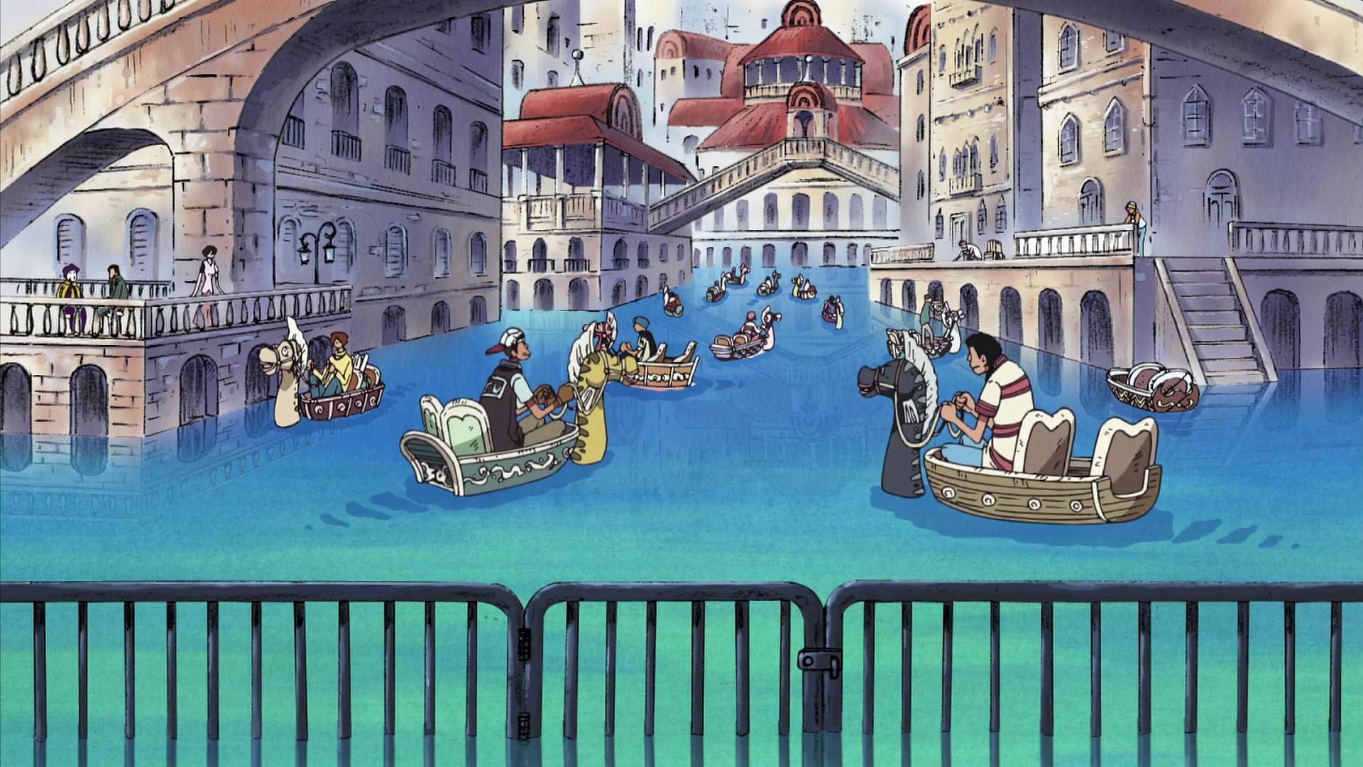 Water Seven as seen in the One Piece anime (Image via Toei Animation, One Piece)