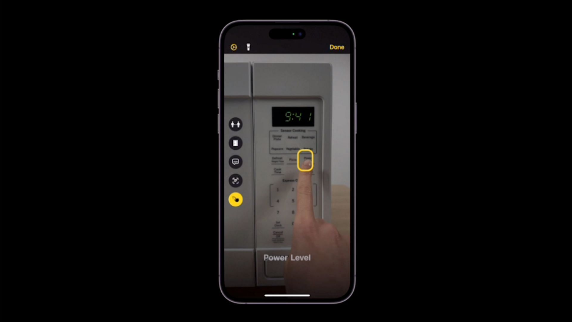 Point and Speak helps the visually impaired to use appliances and more. (Image via Apple)