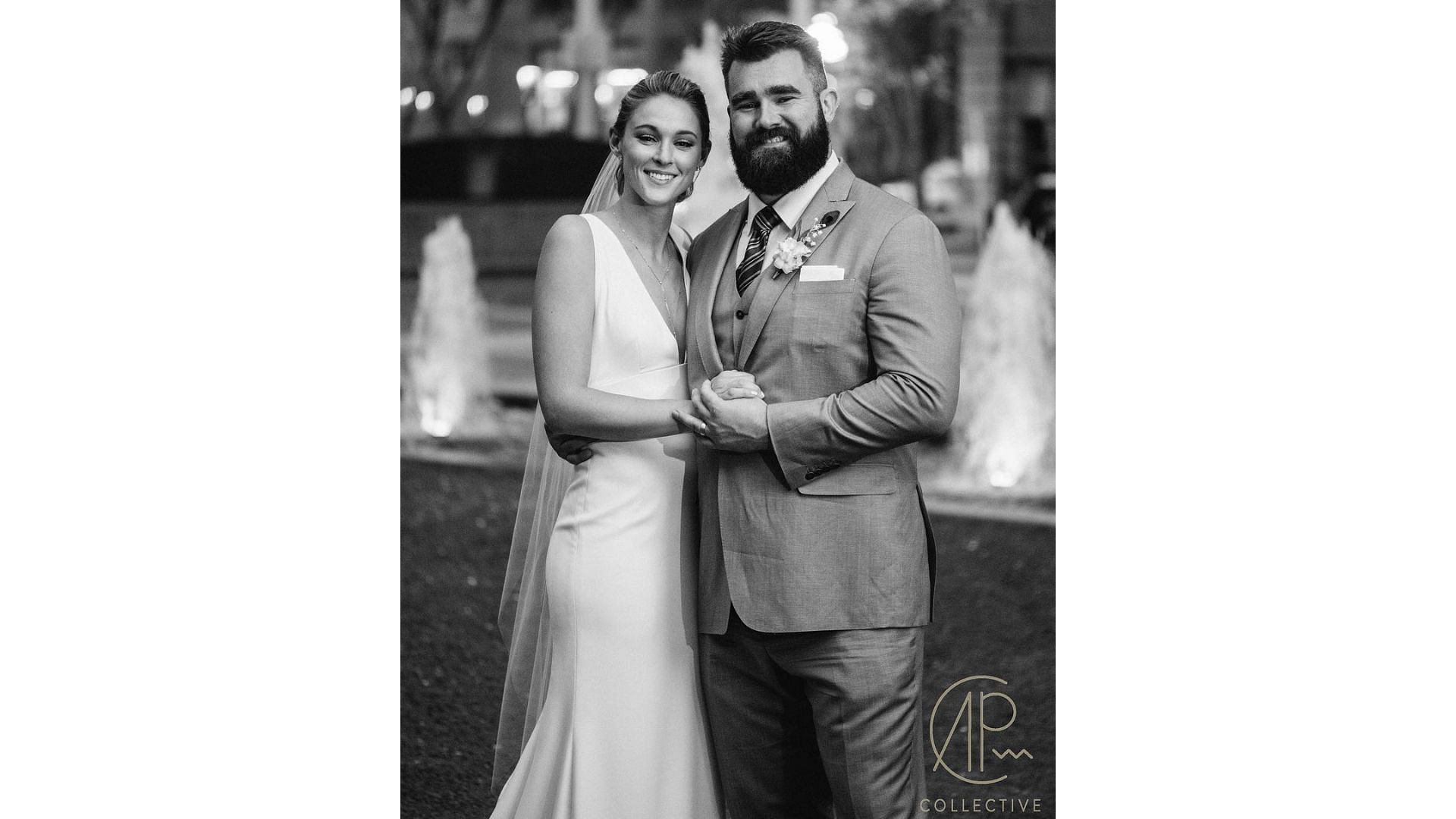 Jason Kelce and Kylie on their wedding day, April 14, 2018. (Image credit: @kykelce official IG)