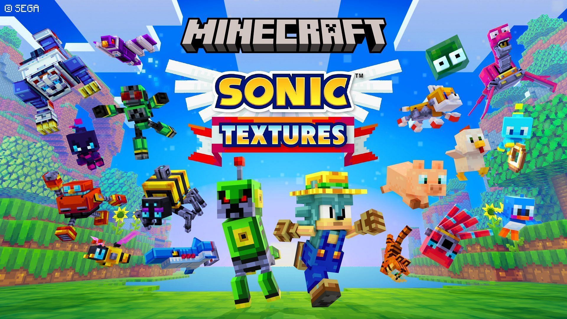 Mojang has released a brand new Sonic texture pack for Minecraft Bedrock Edition (Image via Mojang)