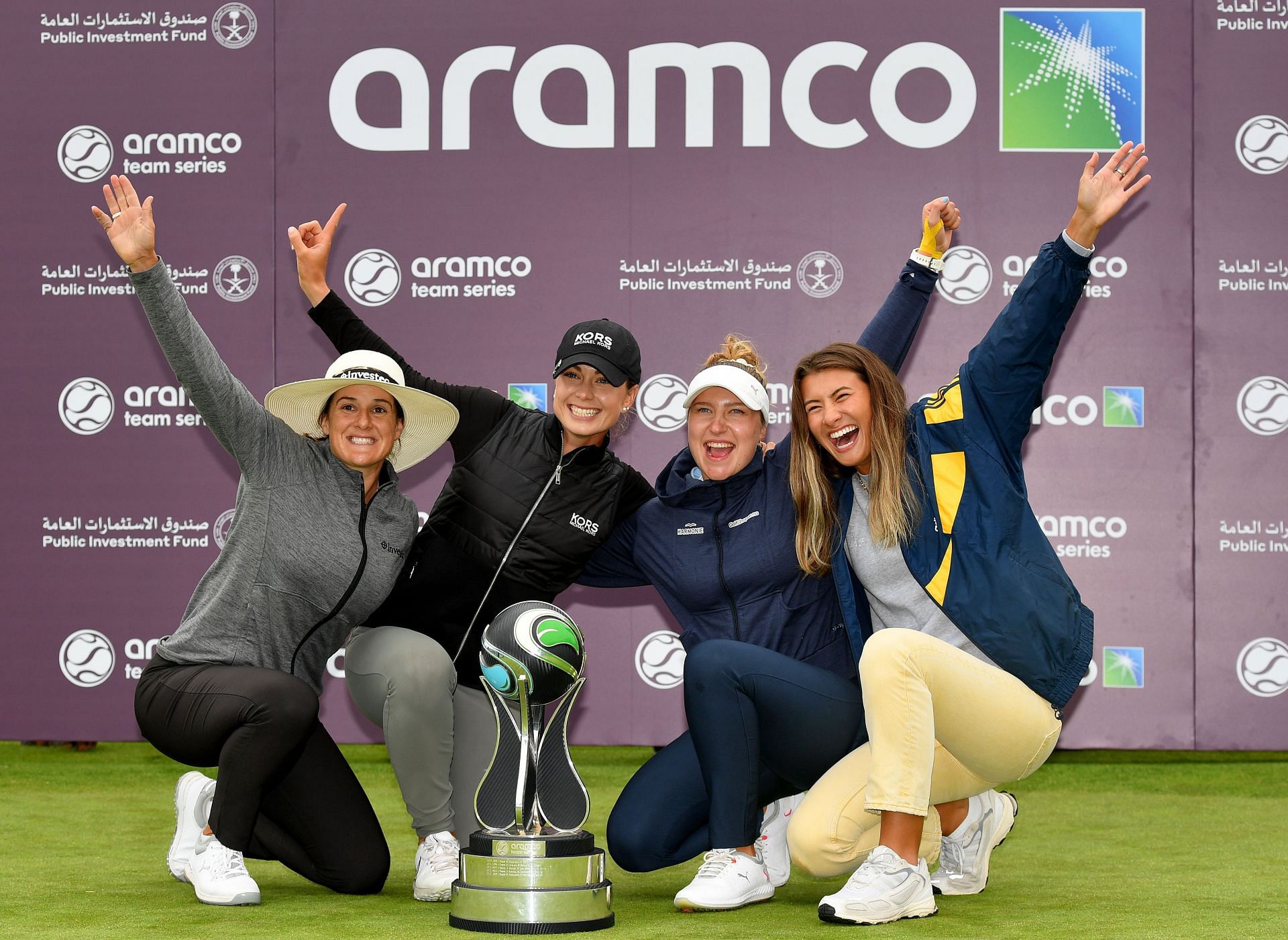Team United states after win with the 2022 Aramco Team Series trophy - London (via Getty images)