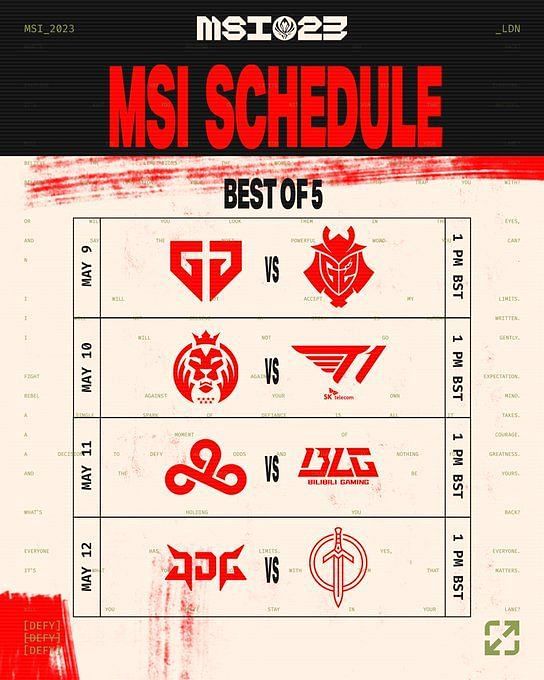 League of Legends MSI 2023 main stage Start date, match schedule, and more