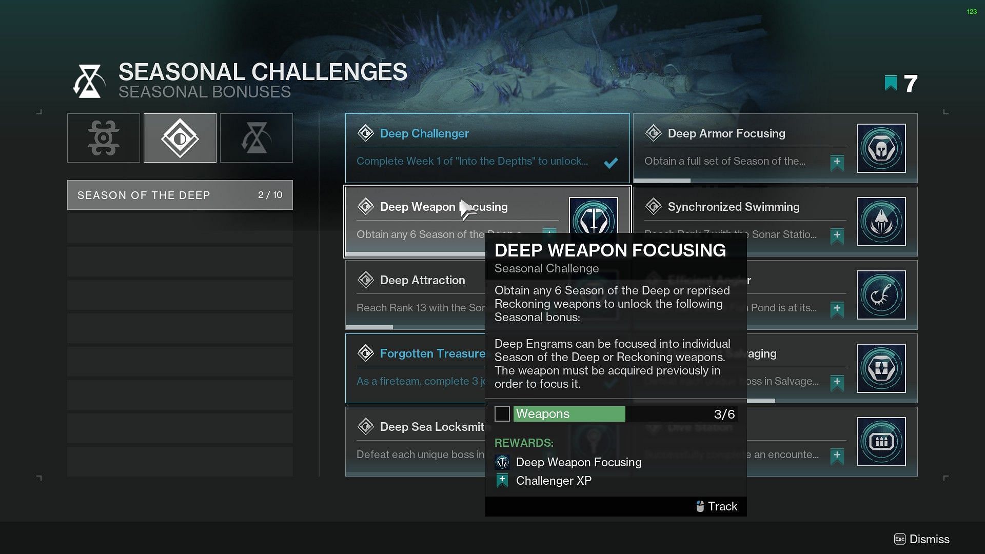 Bonus seasonal challenges (Image via Destiny 2)