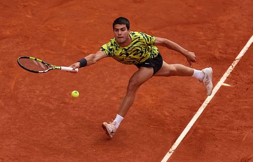 Carlos Alcaraz in action at the Madrid Open